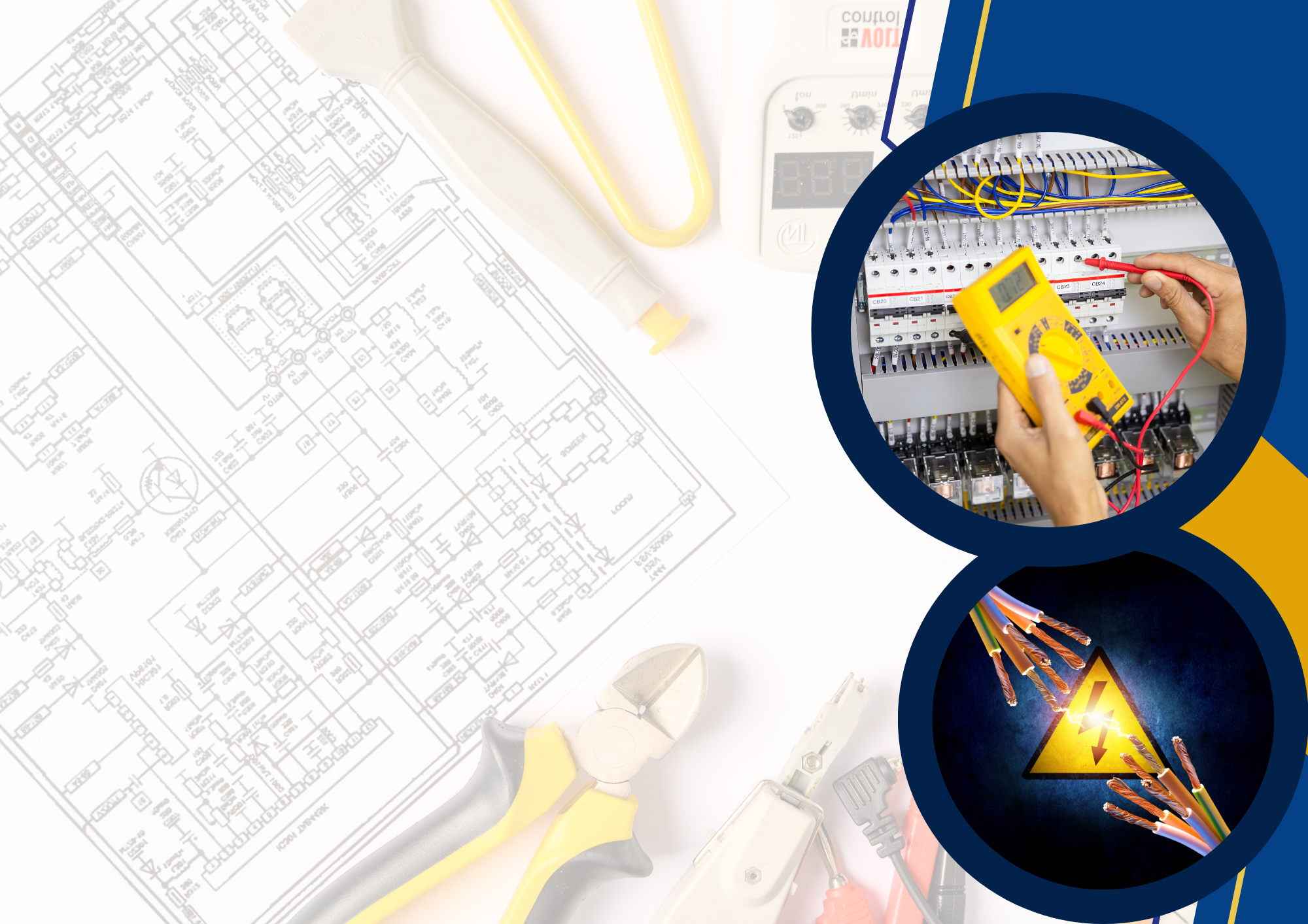 Blue and Yellow Electrical Service Instagram Post (A4 (Landscape))